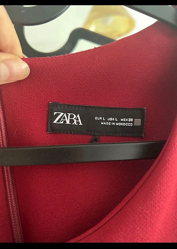Bordo Mini Elbise Zara L - Görsel 4