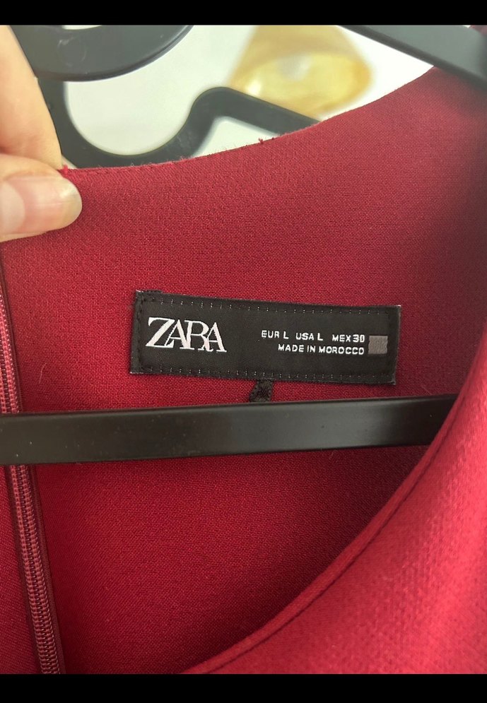 Bordo Mini Elbise Zara L - Görsel 4