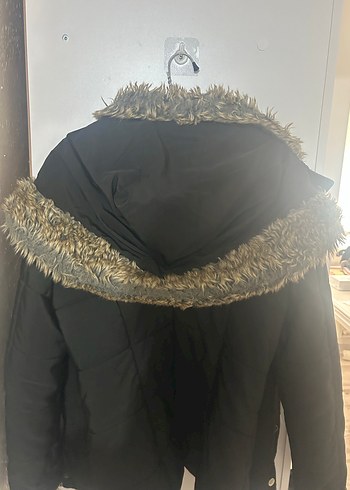 Ekol M Kadın Siyah Kürklü Kış Montu - Görsel 4