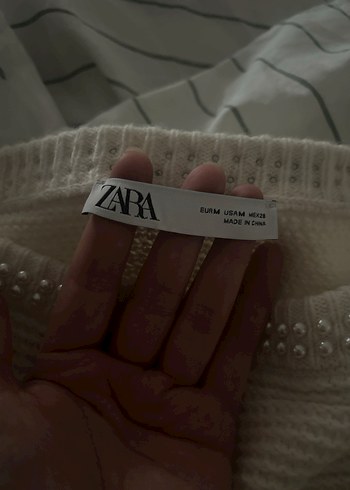 Zara M Beyaz Örgü Mini Etek - Görsel 5