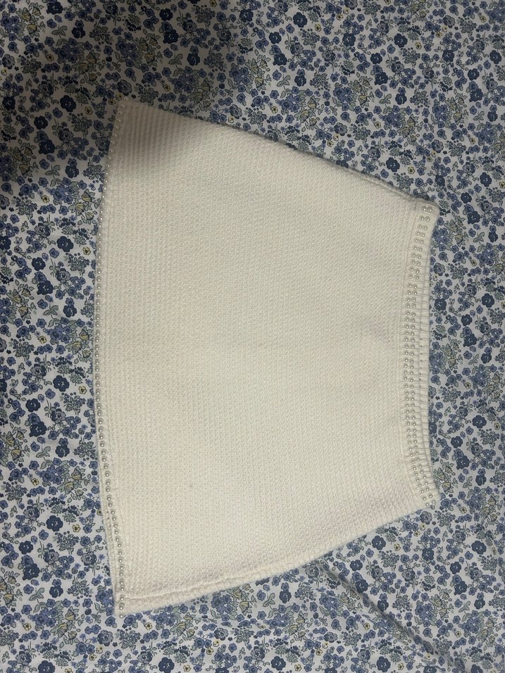 Zara M Beyaz Örgü Mini Etek - Görsel 3