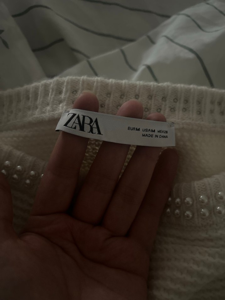 Zara M Beyaz Örgü Mini Etek - Görsel 5