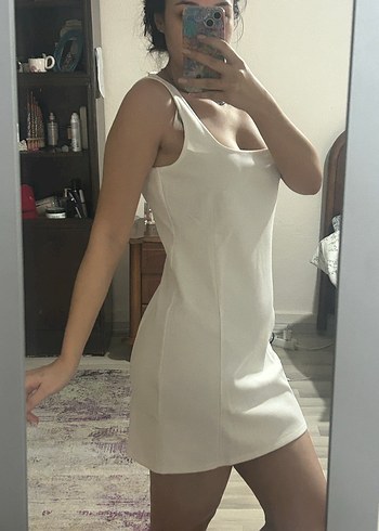 Mango M Etiketli Beyaz Kolsuz Elbise - Görsel 2