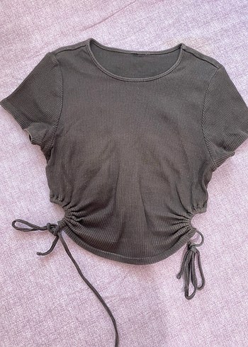 Kahverengi Yandan İpli Crop XS