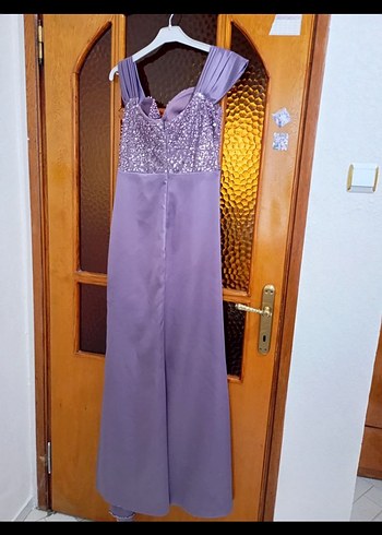 40 Beden mor Renk Parlak Taşlı Mor Uzun Abiye Elbise