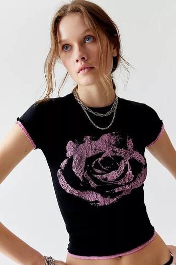 Uo rose baby tee