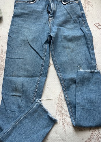 Kadın Mavi Denim Dar Kesim Midi Jean