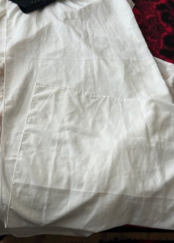 Nakışlı Beyaz Uzun Kadın Sabahlık - Görsel 4