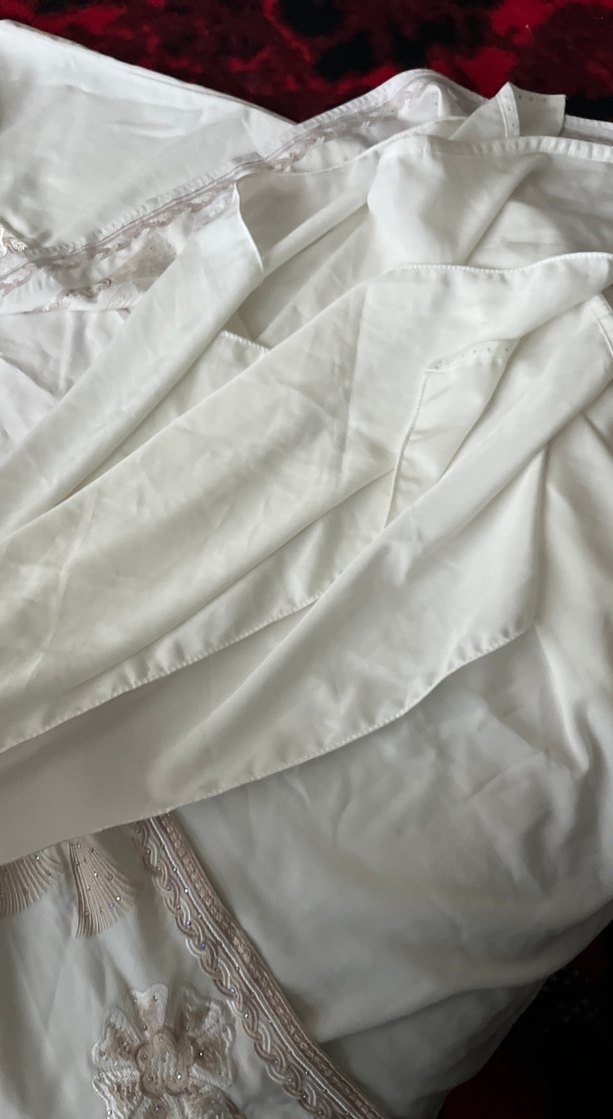 Nakışlı Beyaz Uzun Kadın Sabahlık - Görsel 5