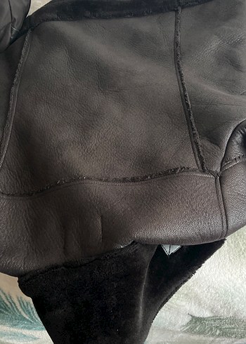 Siyah Kadın Süet Kürklü Kapüşonlu Ceket - Görsel 3