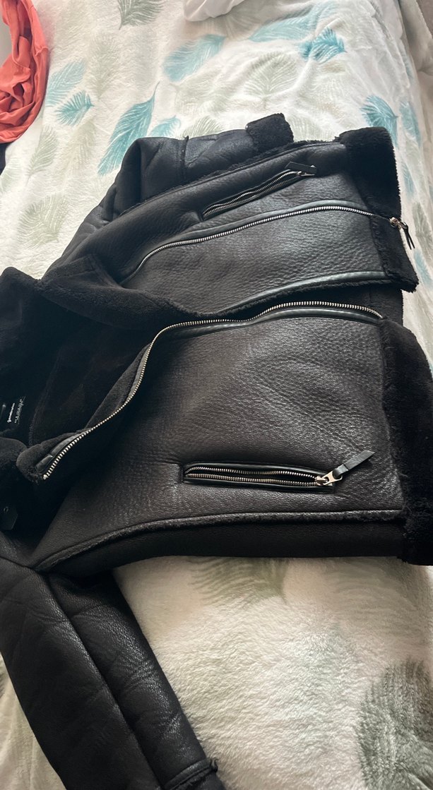 Siyah Kadın Süet Kürklü Kapüşonlu Ceket - Görsel 2