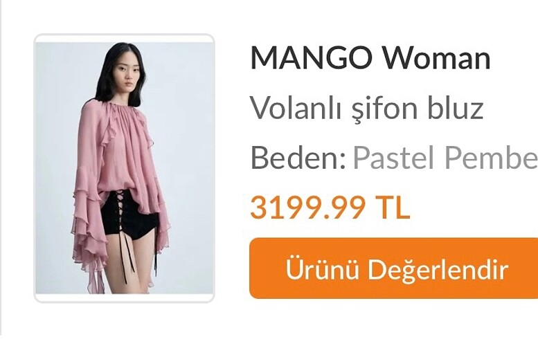 m Beden pembe Renk Mango Volanlı Bluz