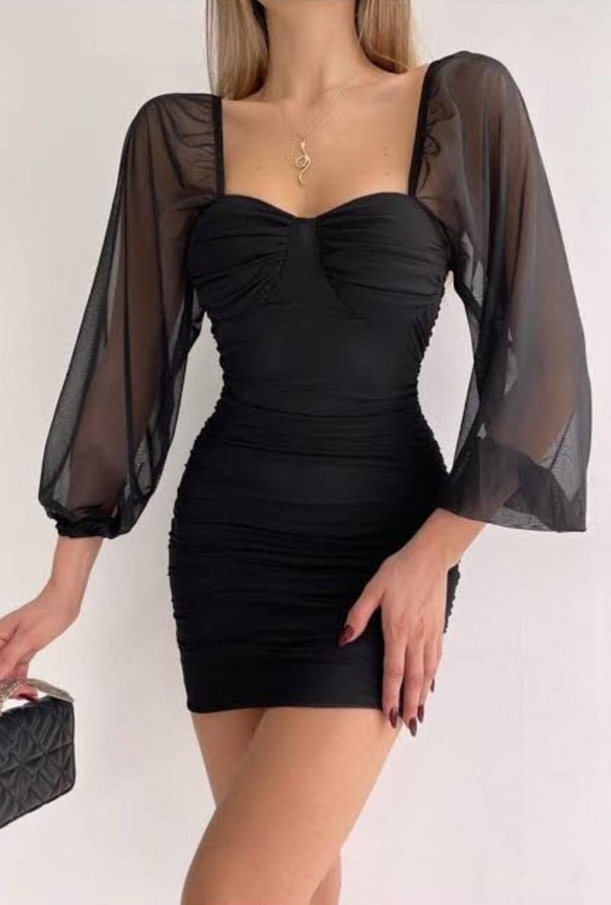 Siyah Straplez Mini Elbise - Görsel 2