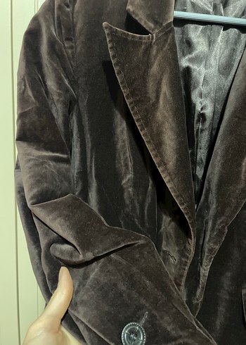 s Beden Kadın Kahverengi Süet Düğmeli Blazer