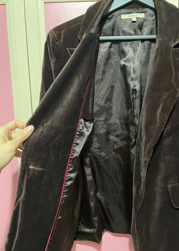 s Beden kahverengi Renk Kadın Kahverengi Süet Düğmeli Blazer