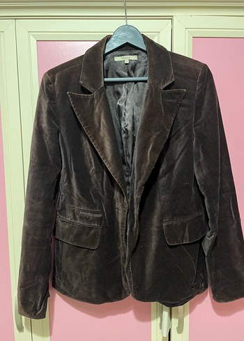 Kadın Kahverengi Süet Düğmeli Blazer