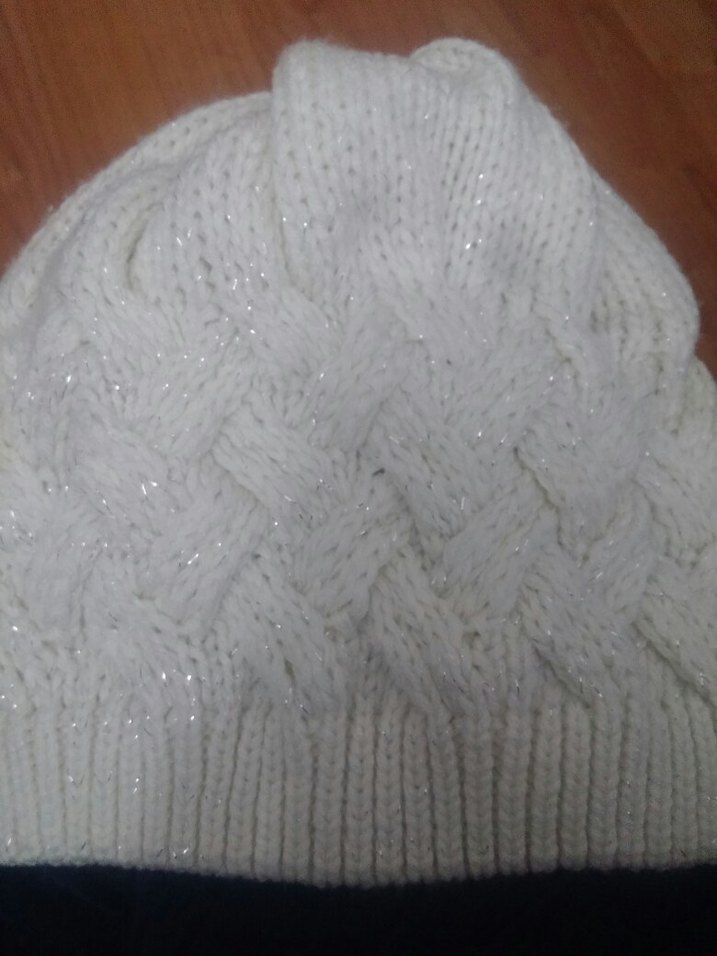 çocuk Beyaz Örgü Bere - Görsel 2