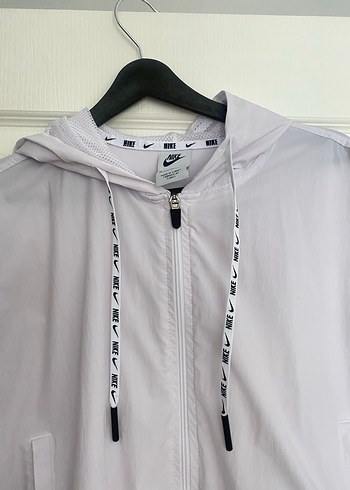 Beyaz Kapüşonlu Fermuarlı Spor Ceket - Görsel 3