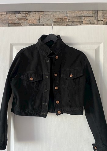 Kadın Siyah Düğmeli Denim Ceket