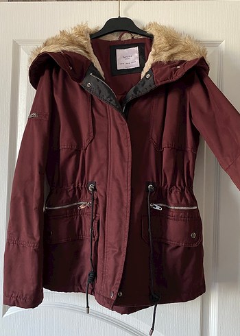 Bordo Kürklü Midi Mont