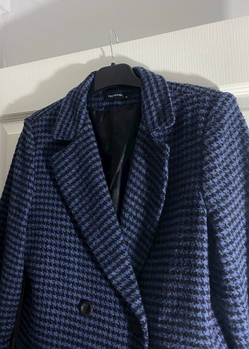Düğmeli Koyu Mavi Kadın Midi Blazer - Görsel 3