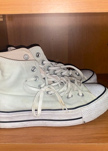38 Beden Converse Kadın Beyaz yeşil Platform Spor Ayakkabı
