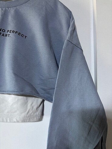 m Beden mavi Renk OVERİZE CROP SWEATSHİRT