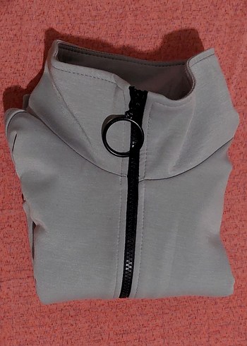 Quzu QUZU Gri Crop Ceket/Hırka
