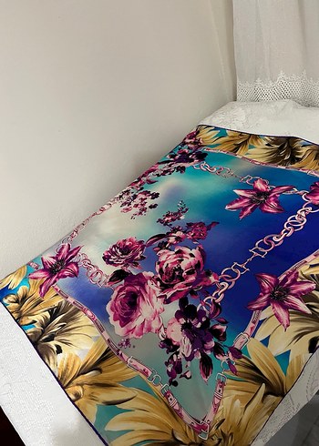 Renkli Parlak Saten Bohem Kadın Fuları - Görsel 2