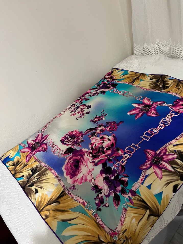 Renkli Parlak Saten Bohem Kadın Fuları - Görsel 2