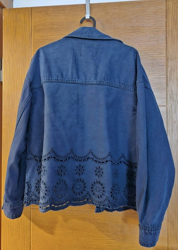 Lacivert kot ceket - Görsel 4