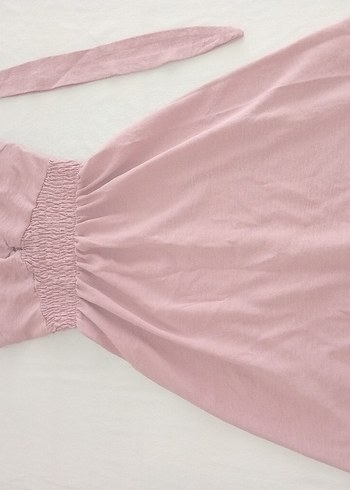 LC Waikiki Pembe Midi Elbise, İnce Askılı
