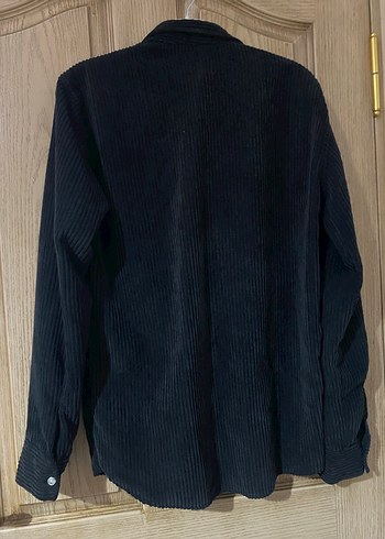 Siyah Düğmeli Uzun Kollu Erkek Gömlek kadife - Görsel 4