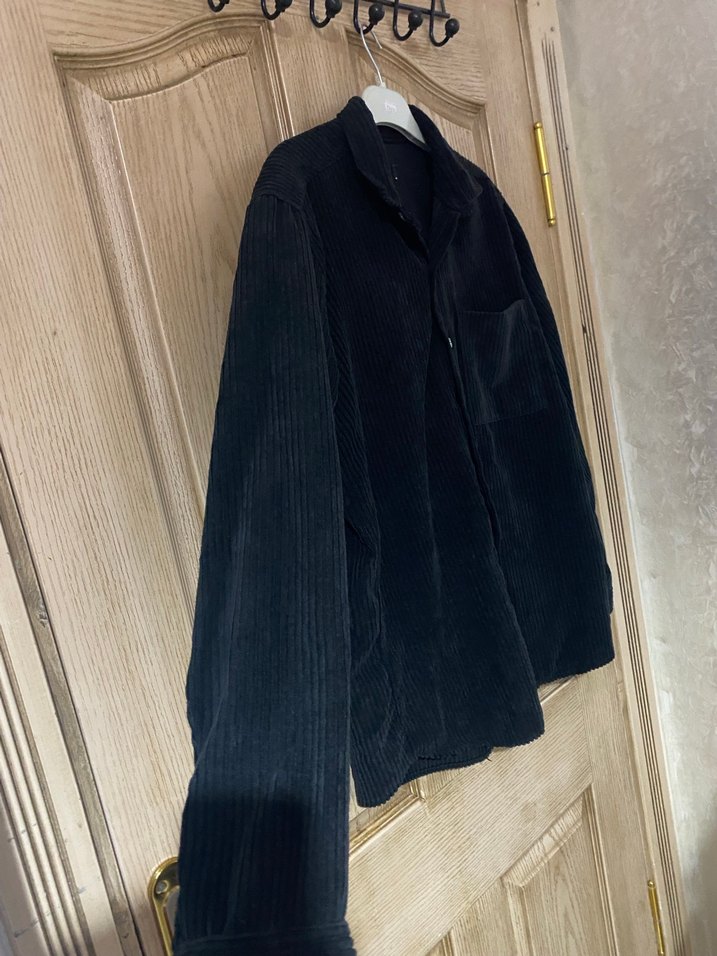 Siyah Düğmeli Uzun Kollu Erkek Gömlek kadife - Görsel 2