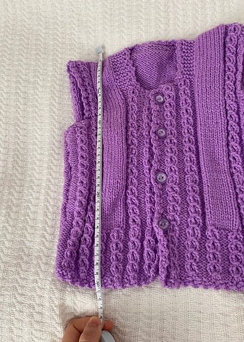 Kız Çocuk Mor Örgü Kolsuz Yelek - Görsel 2