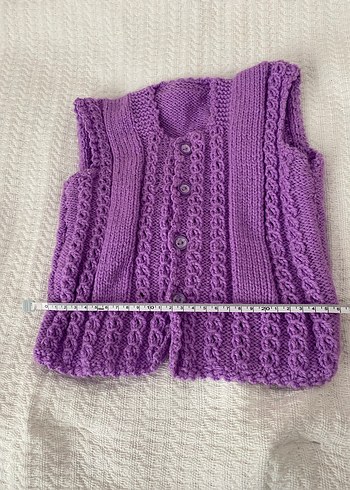 Kız Çocuk Mor Örgü Kolsuz Yelek - Görsel 3