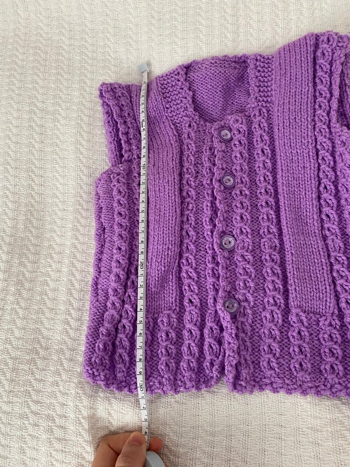 Kız Çocuk Mor Örgü Kolsuz Yelek - Görsel 2