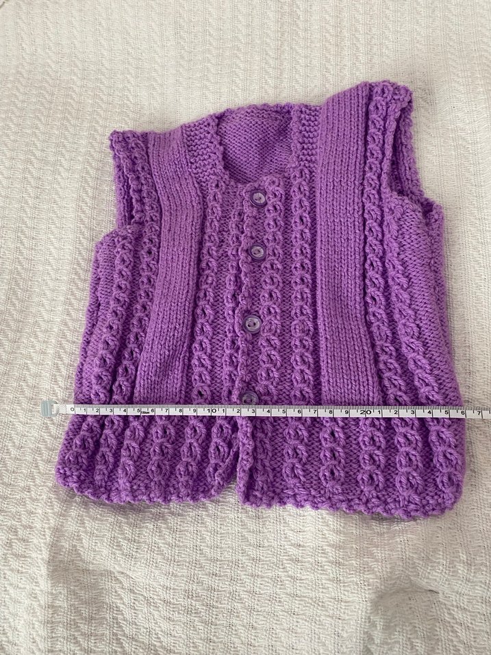 Kız Çocuk Mor Örgü Kolsuz Yelek - Görsel 3