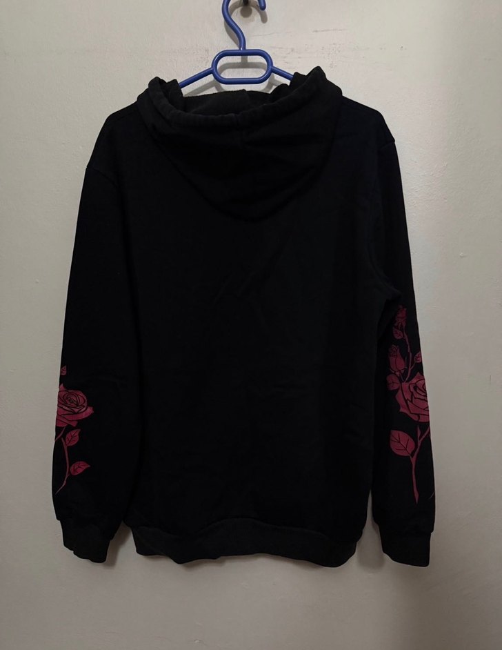 Siyah Kapüşonlu Baskılı Oversize Sweatshirt - Görsel 2