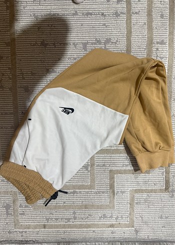 Nike erkek Kapüşonlu Beyaz Bej Eşofman Takımı - Görsel 3