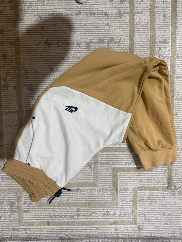 Nike erkek Kapüşonlu Beyaz Bej Eşofman Takımı - Görsel 3