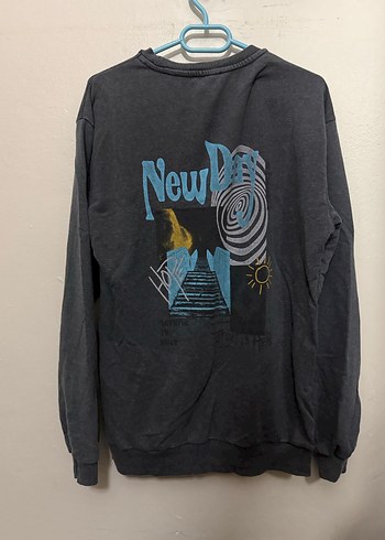 Gri Uzun Kollu Baskılı Sweatshirt - Görsel 2