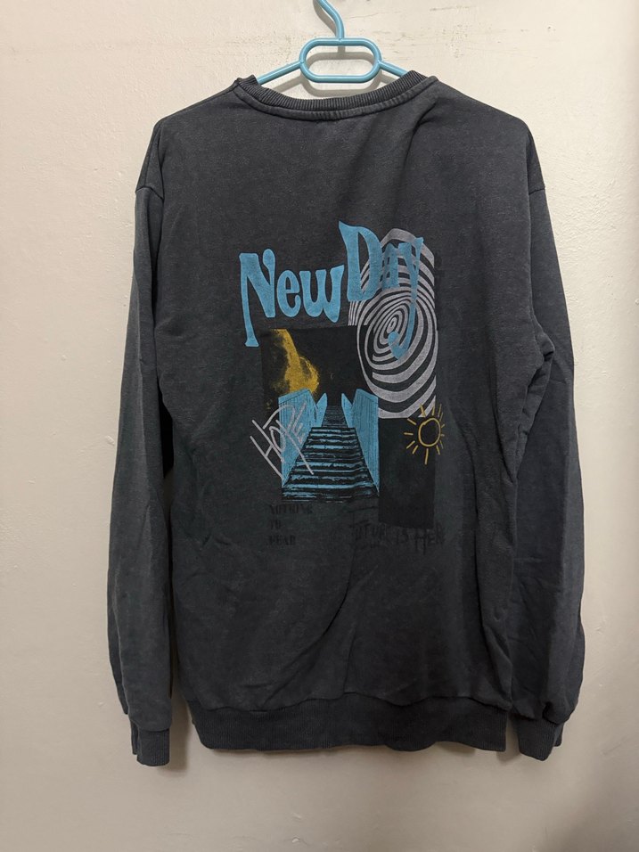 Gri Uzun Kollu Baskılı Sweatshirt - Görsel 2