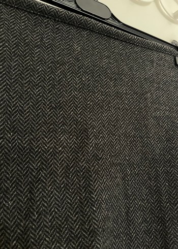 Kemerli Gri Mini Yün Etek - Görsel 2