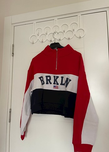 BRKLY Baskılı Kırmızı Mini Sweatshirt