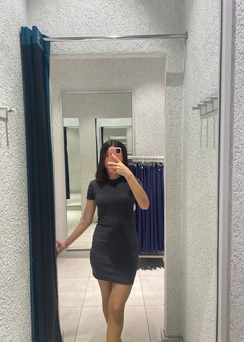 Siyah Mini Denim Elbise