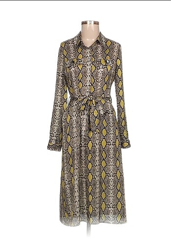 Leopar desen Midi Elbise