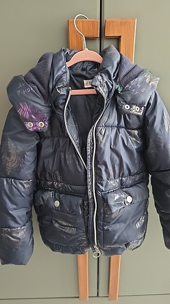 H&M 6-7 yaş kız çocuk unicorn kapşonlu mont
