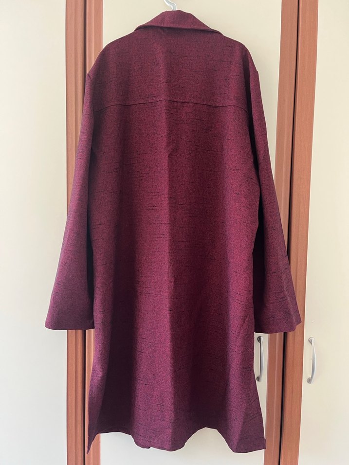 Bordo Uzun trençkot - Görsel 2