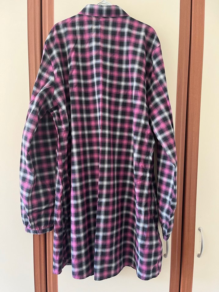 Pembe Kareli Fırfırlı Uzun Kollu Gömlek - Görsel 3